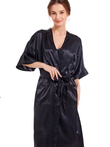 V Neck Plain Loose Elegant Nightdress