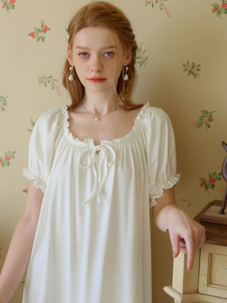 Crew Neck Lace Loose Party Nightdress