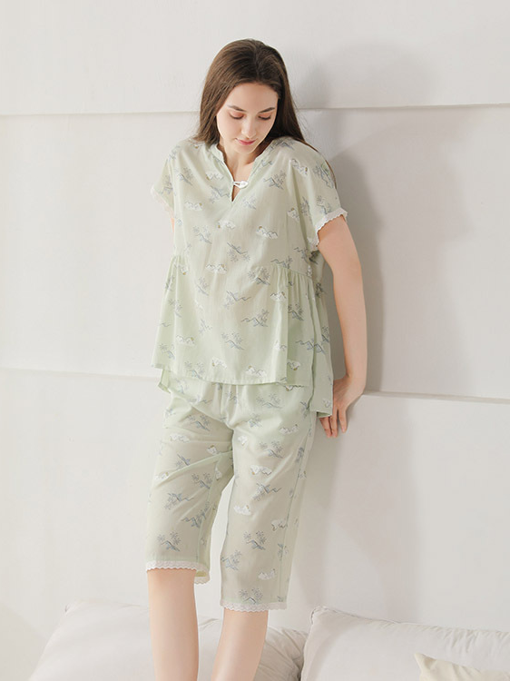 Regular Sleeve Casual Cotton Loose Others Pajama Set