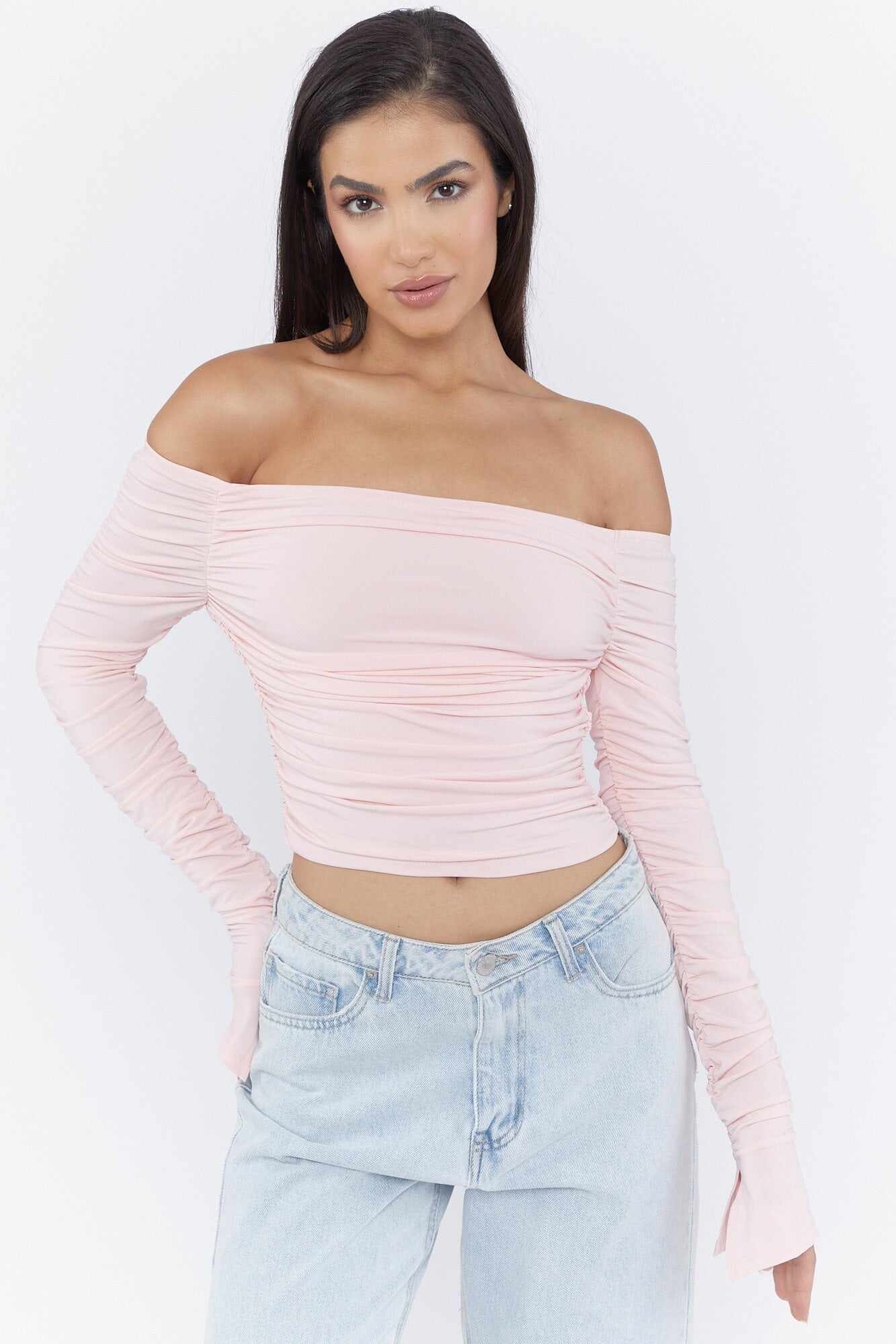 Women Apparel | Ruched Off-Shoulders Crop Top Black Forever21 - ZG39997