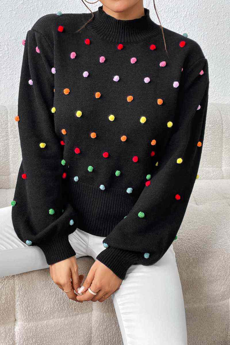 Black Casual Solid Patchwork Half A Turtleneck Tops