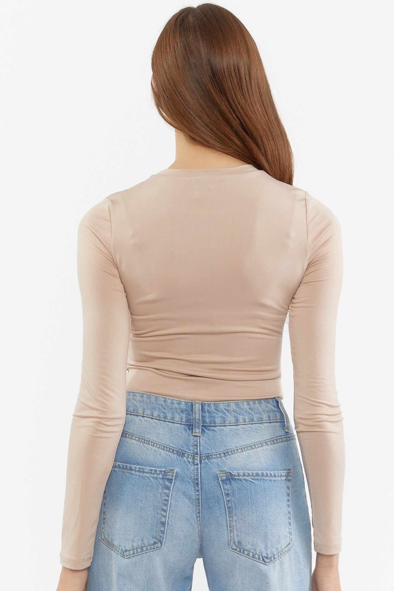 Women Apparel | Basic Contour Crew-Neck Bodysuit Sage Forever21 - XX76768