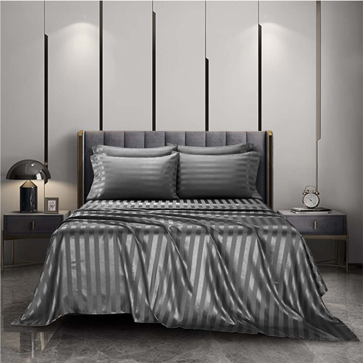 Luxury Satin Black Bedding Sheet Sets Queen/King Size/Twin/Single