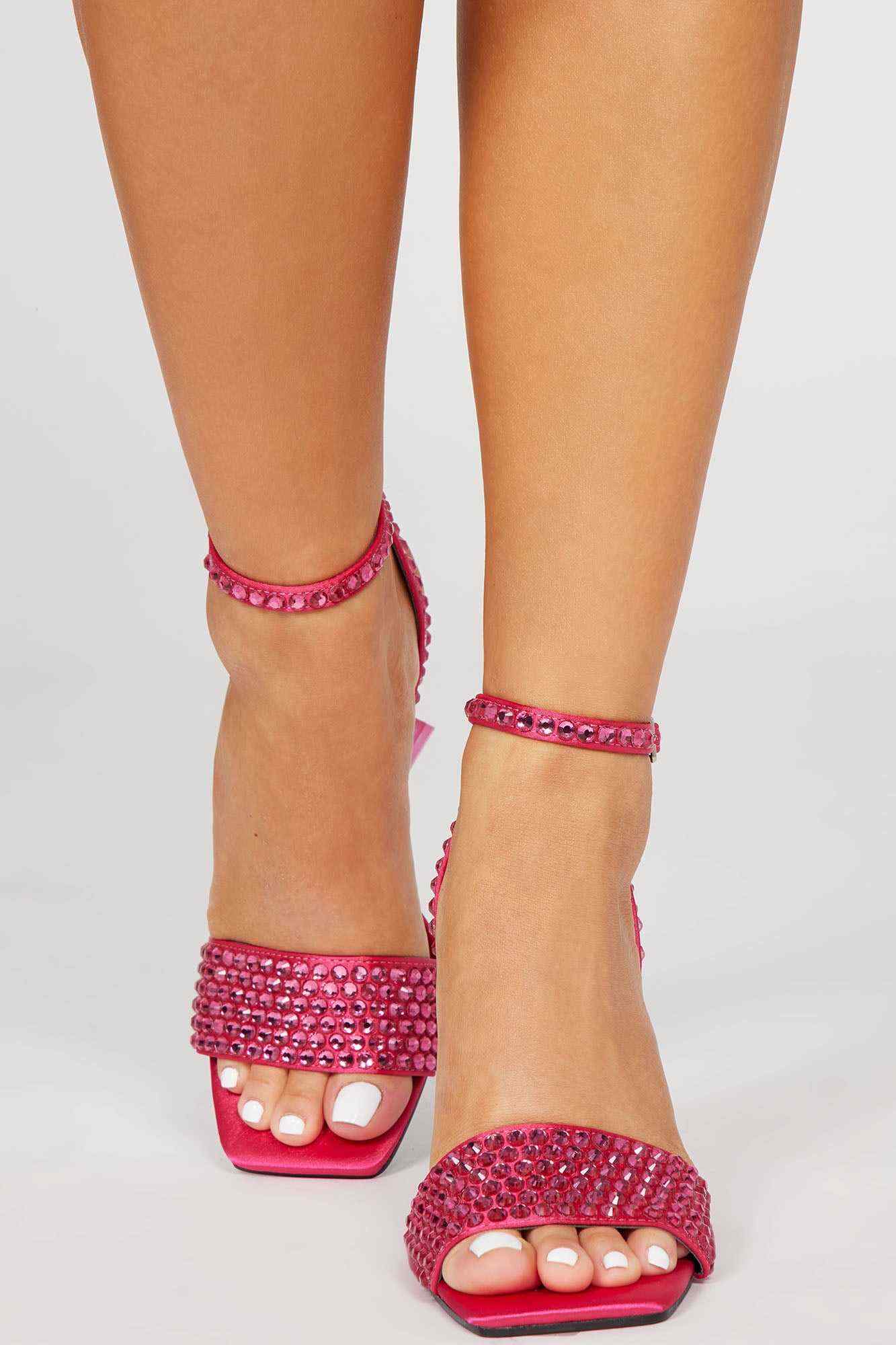 Sweetest Touch Heeled Sandals   Fuchsia