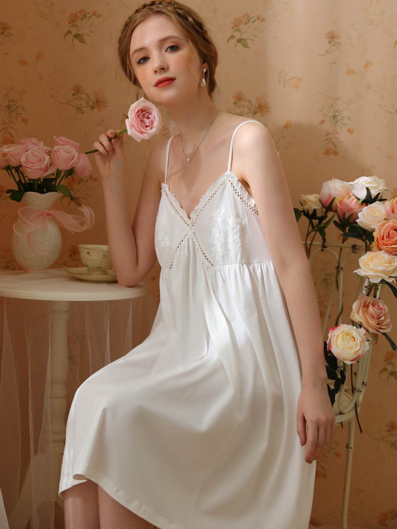 Cotton Simple V Neck Nightdress