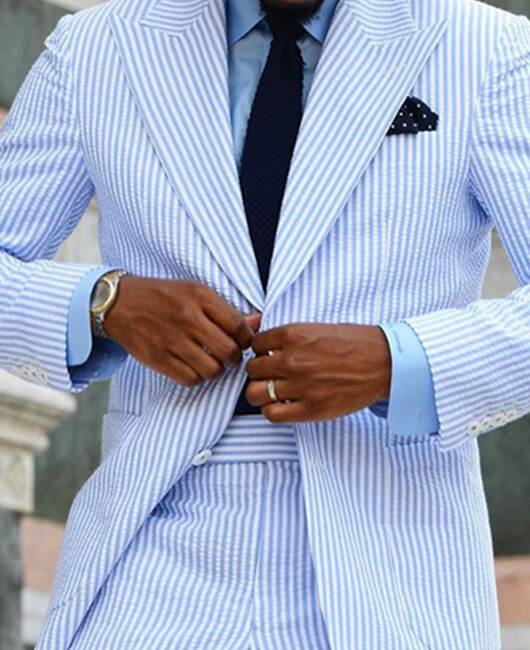 Elegant Vertical Stripe Lapel Collar Two Button Pocket Blazer