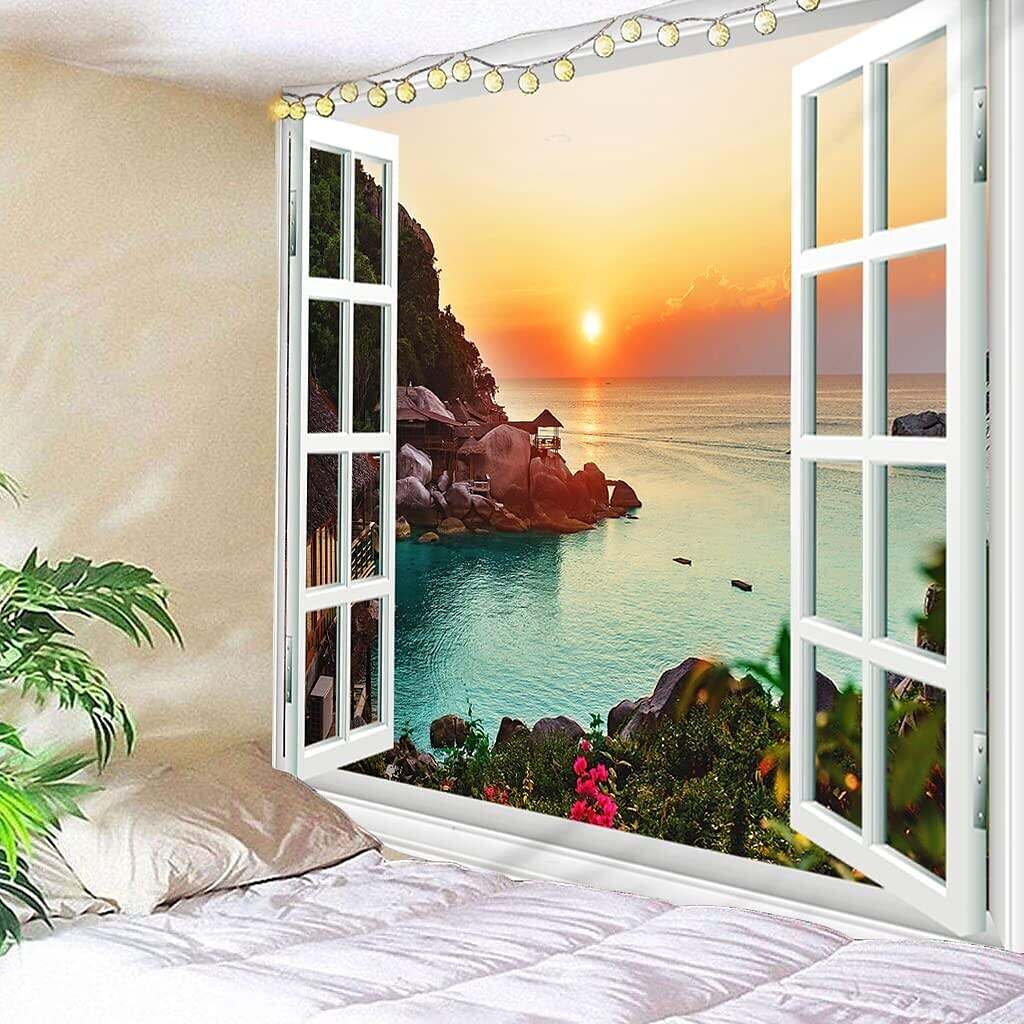 Sunset Ocean Wall Tapestry Art Decor Photograph Backdrop