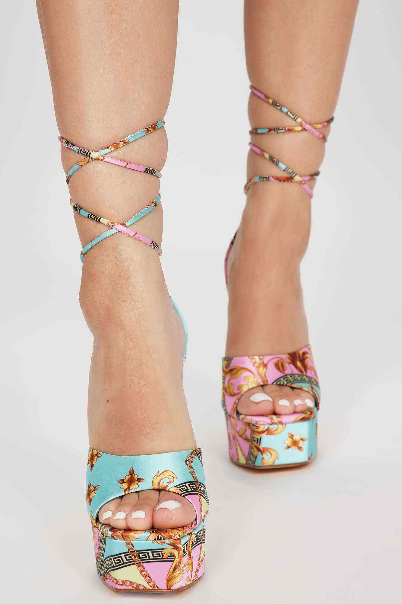 You Got My Intentions Strappy Heeled Sandals   Multi Color