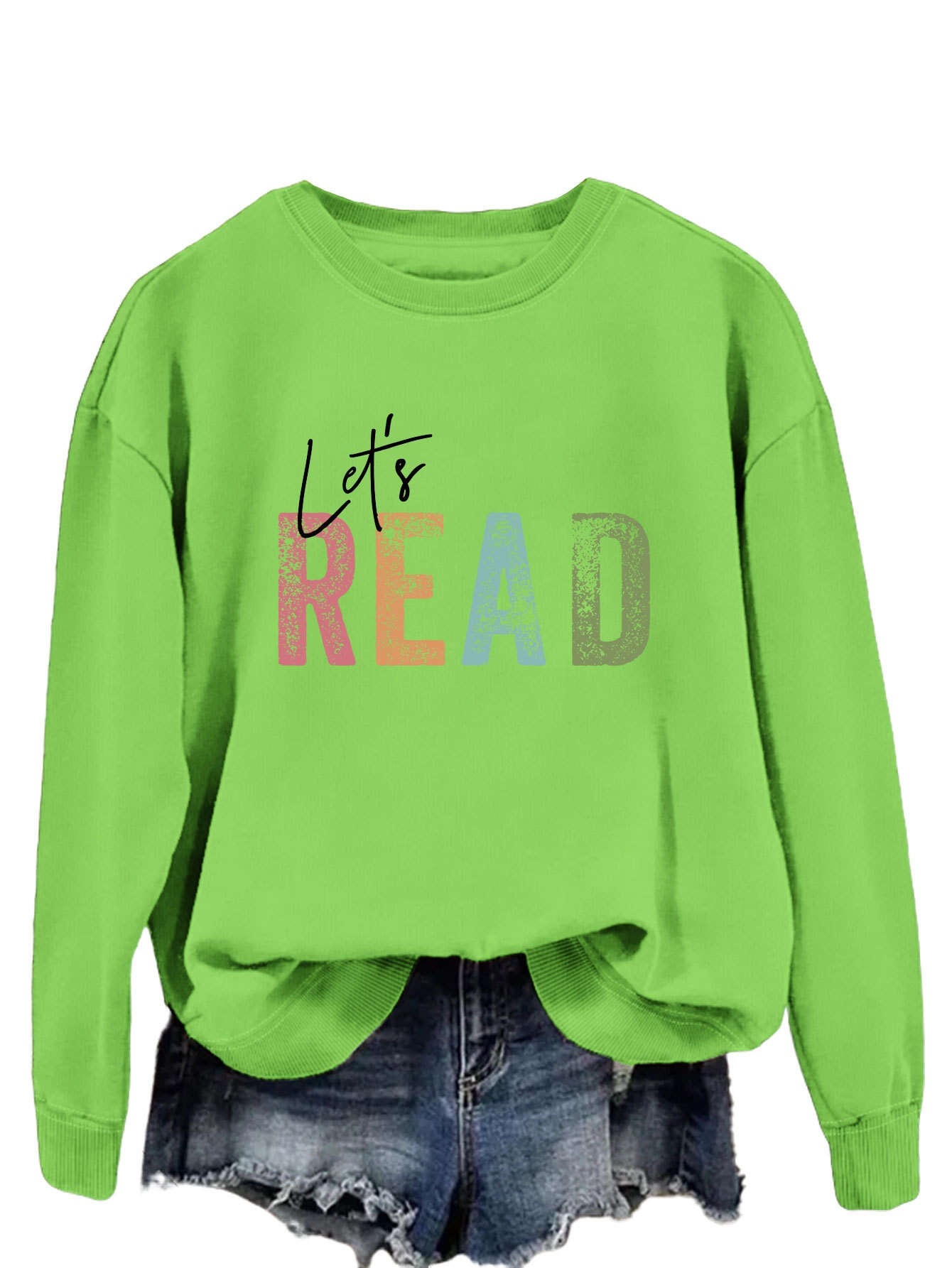 Letter Fashion Women's Sweater Printed Round Neck Long Sleeve- Buy 3 and get free shipping