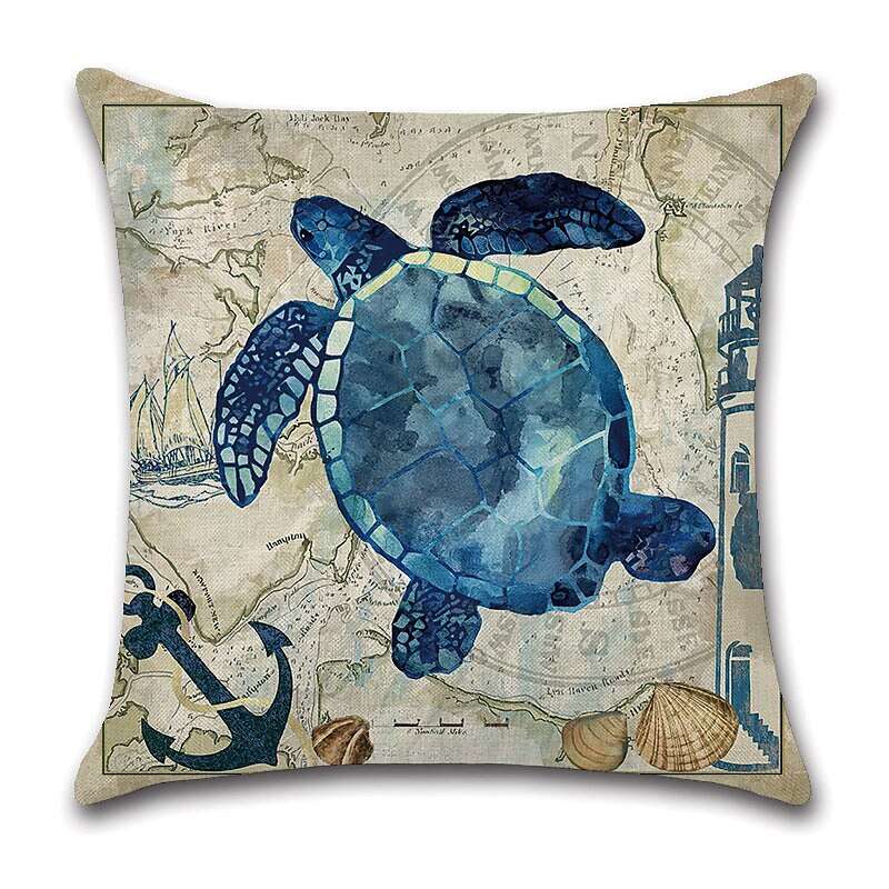 1pc Throw Pillow Cover Ocean Tutle Animal Zipper Traditional Classic Outdoor Cushion for Sofa Couch Bed Chair