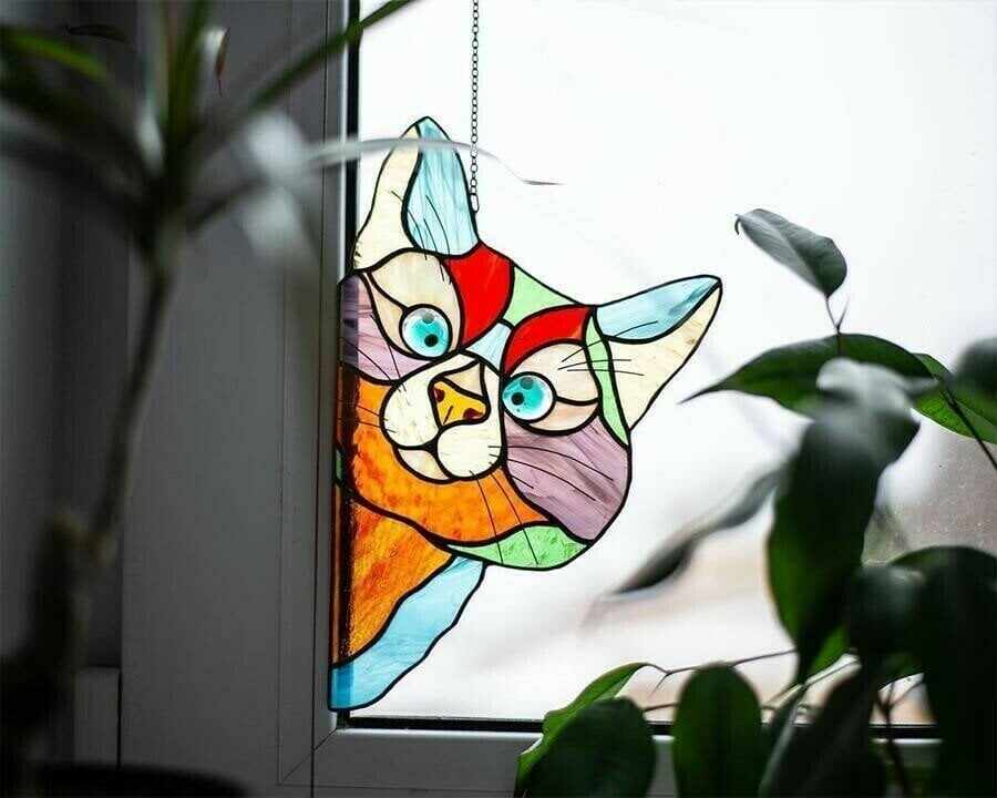 BIG SALE - 40% OFFHot Sale-Handmade Stain Cat Suncatcher For Window