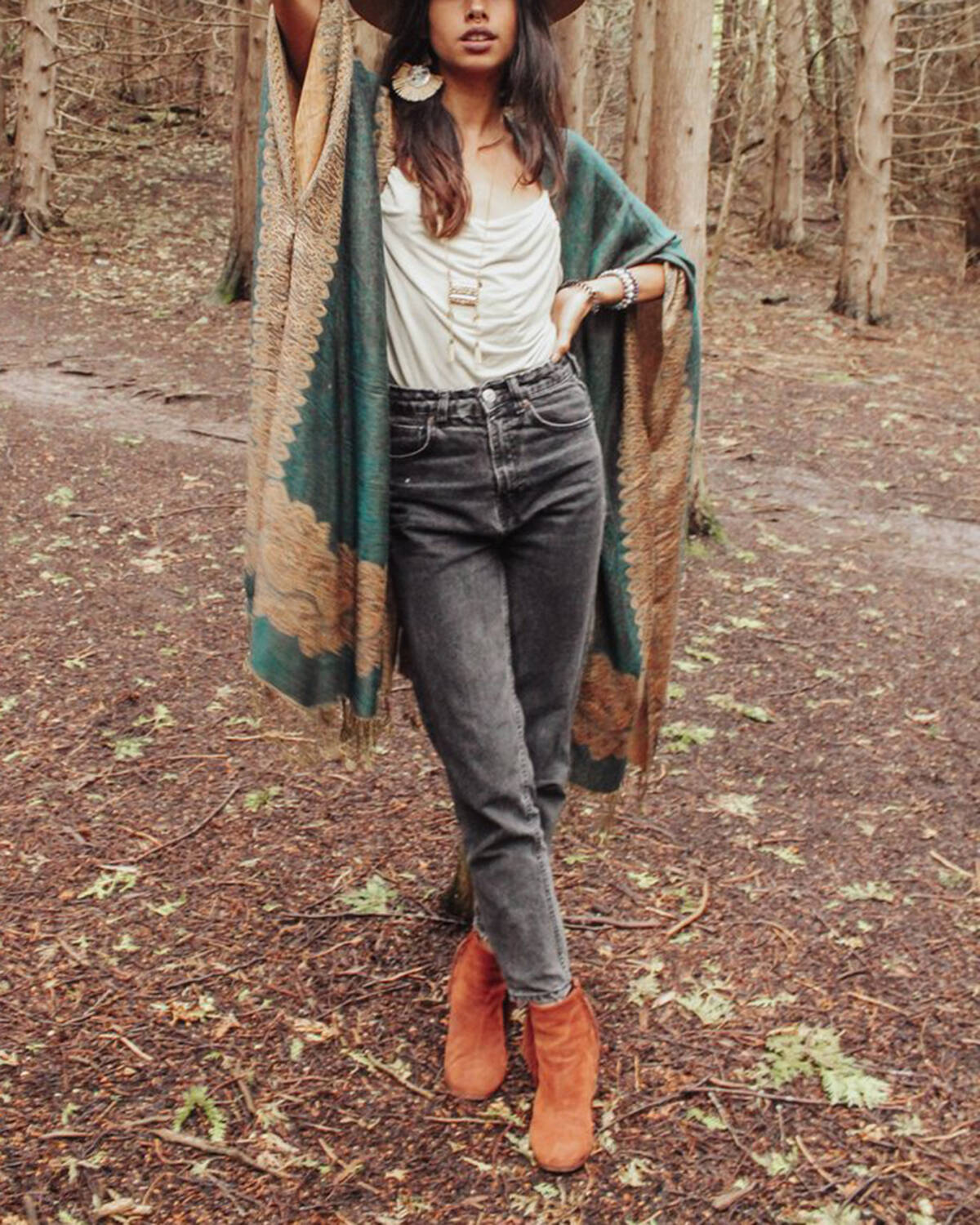 Vintage printed loose tassel cardigan