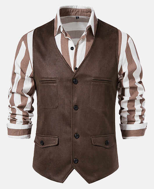 Basic Plain Patched Pocket Single Breasted Blazer Vest
