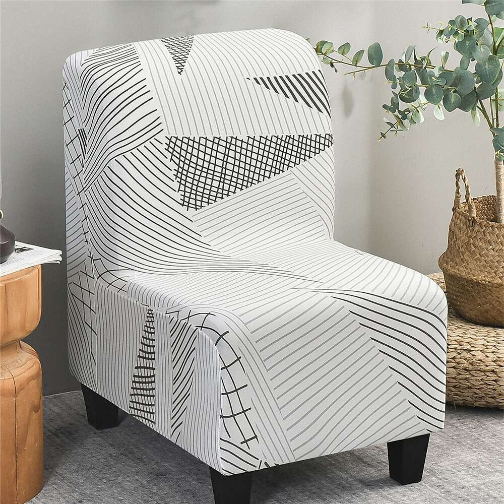 Stretc Accent Chair Cover Geometric Pattern