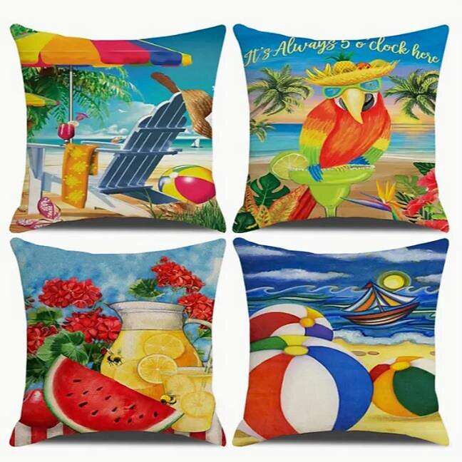 Summer Sunshine Floral Double Side Pillow Cover 4PC Soft