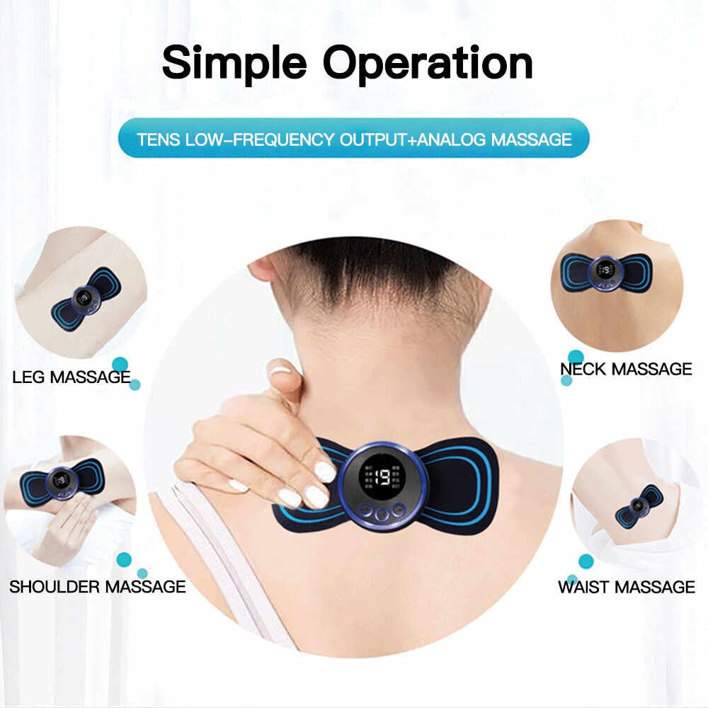 LCD Display EMS Neck Stretcher Electric Massager 8 Mode Cervical Massage Patch Pulse Muscle Stimulator Portable Relief Pain