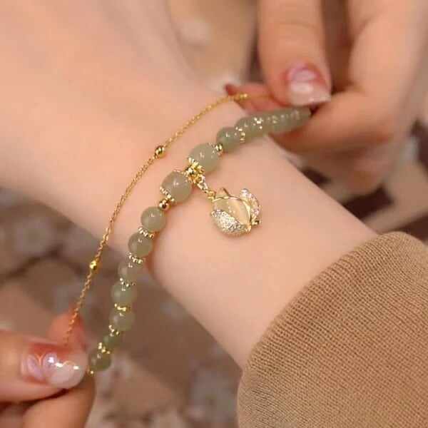 Last Day BUY 1 GET 1 FREE --Lucky Wada Jade gold leaf bracelet