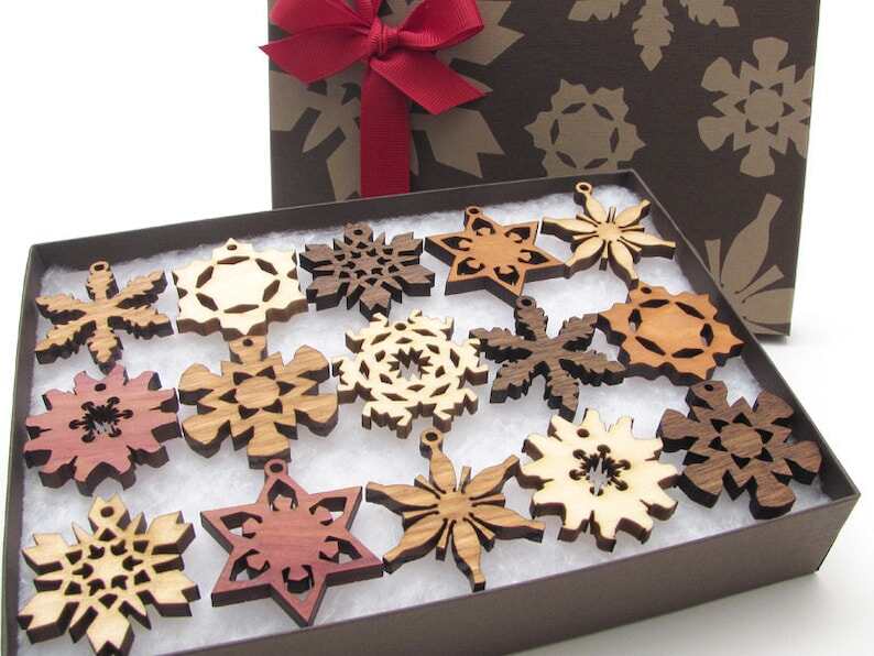 Mini Snowflake Ornaments from Nestled Pines - Gift Box set of 15 . All New Designs