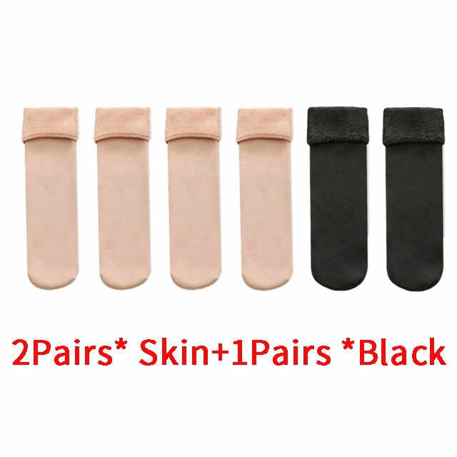 Buy 1 (2 pairs), Get 1pair  Velvet Women Winter Warm Thicken Thermal Socks (2pairs)