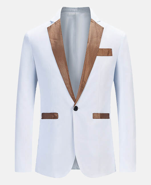 Casual Plain Collar Stitching Contrast Color One Button Slim Fit Blazer
