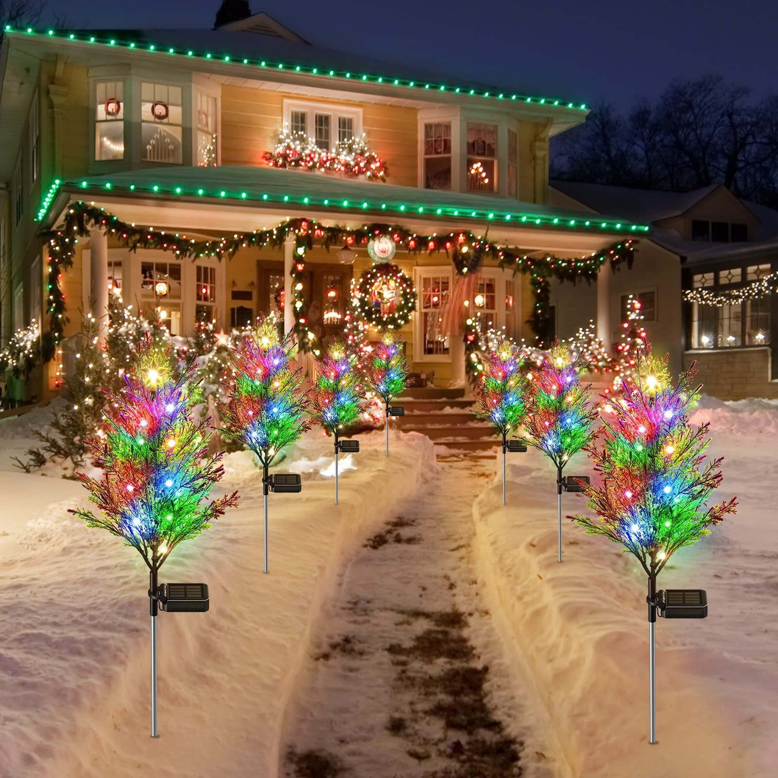 Solar Christmas LED Colored Pine and Cypress Tree Light