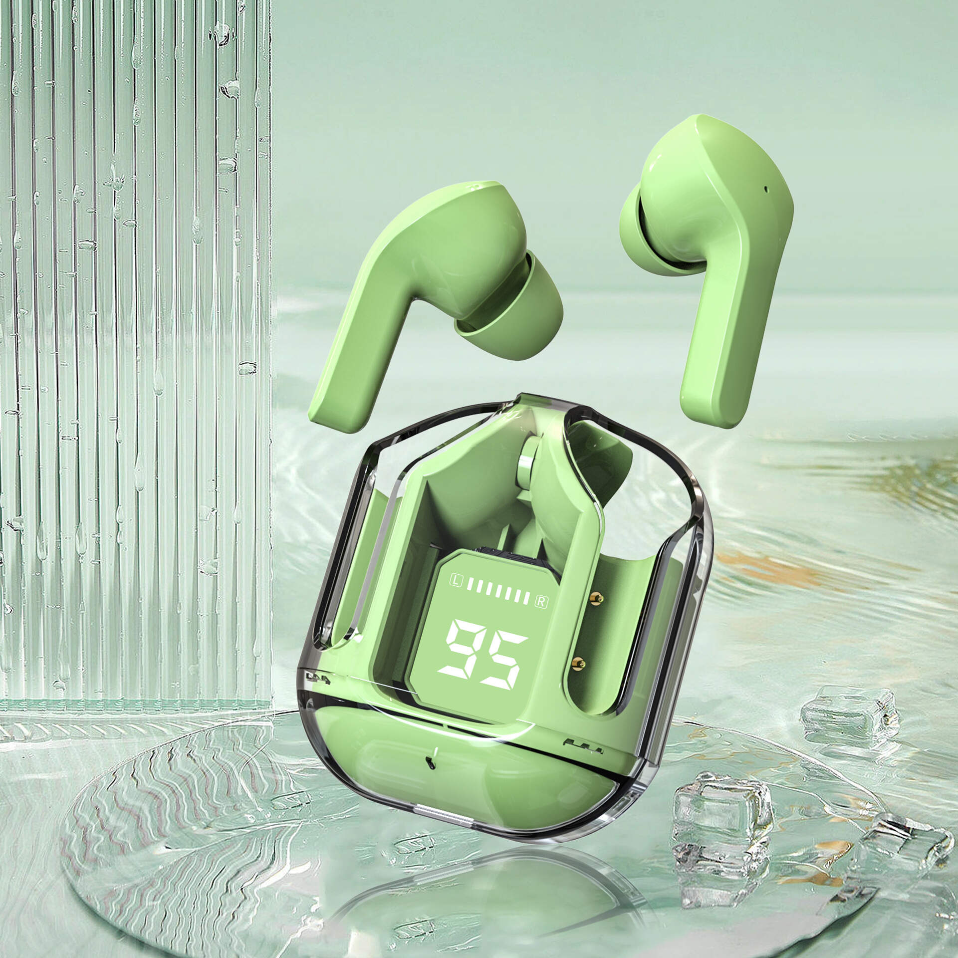 transparent case in ear bluetooth earphones