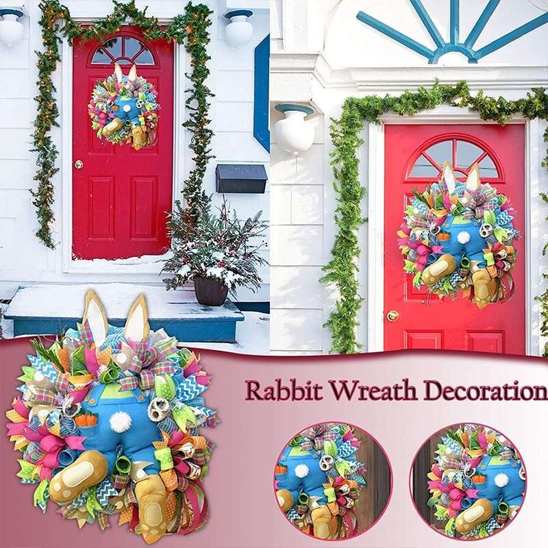 2023 New Easter Bunny Wreath Happy Easter Rabbit Decoration