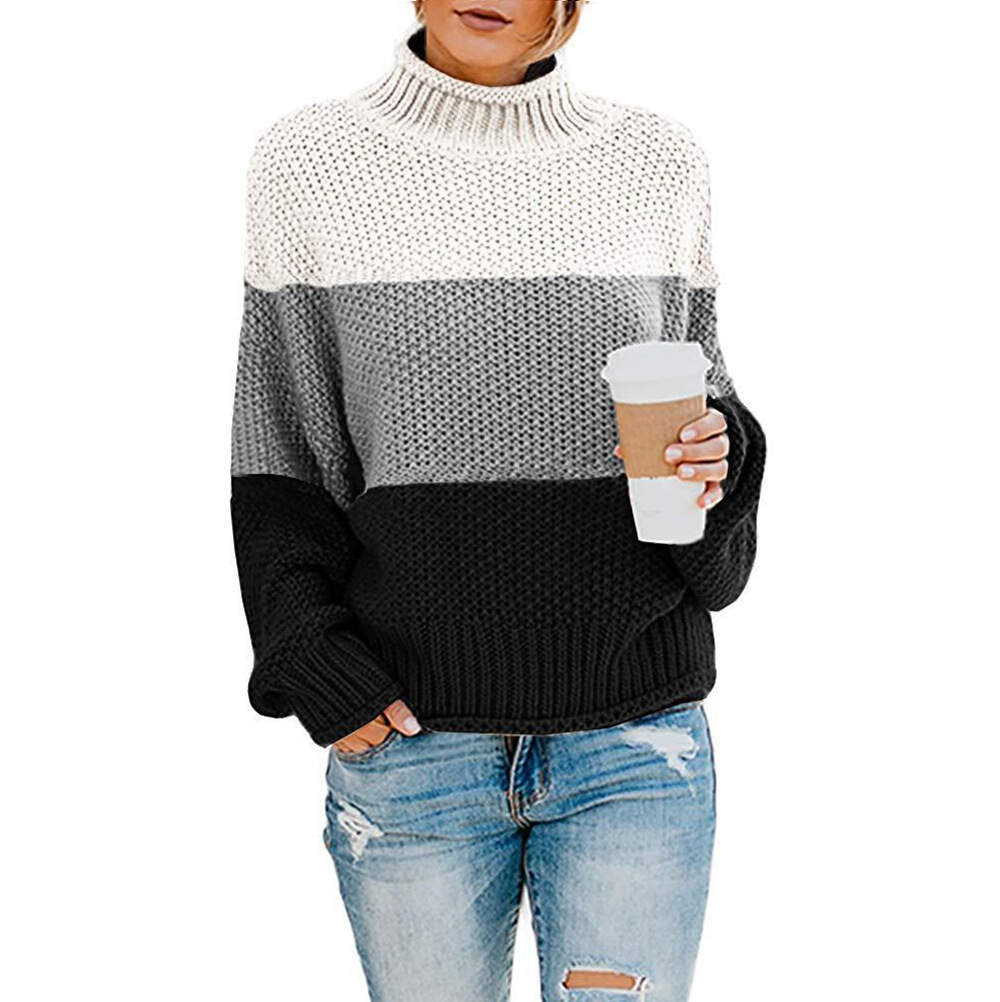 Color block warm and cozy sweater