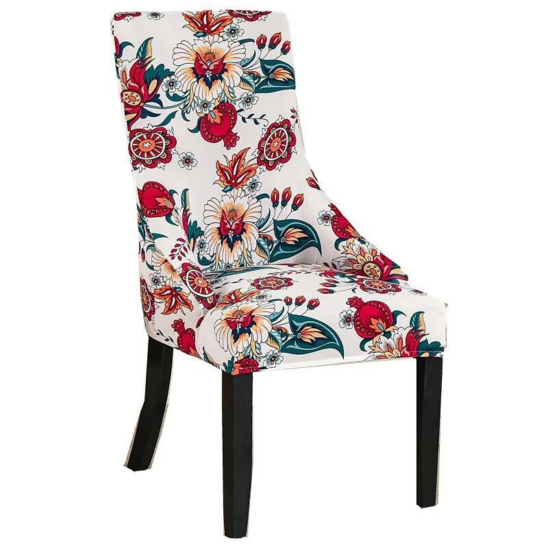 Stretch Wingback Chair Cover Boho/Flower Pattern