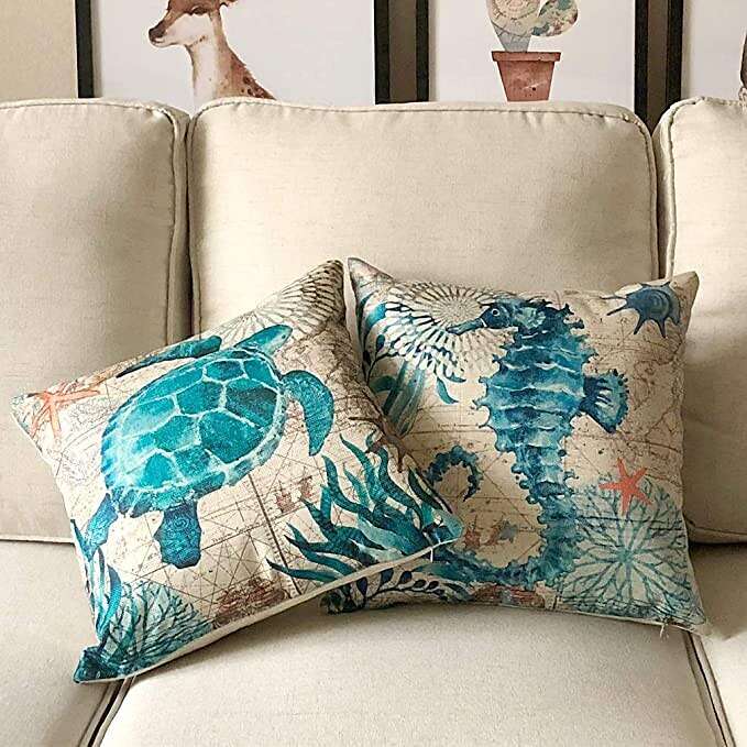 1pc Throw Pillow Cover Ocean Tutle Animal Zipper Traditional Classic Outdoor Cushion for Sofa Couch Bed Chair