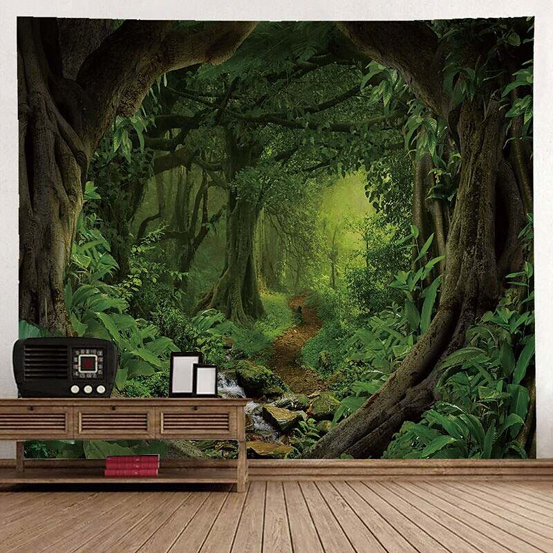 Nature Wall Tapestry Art Decor Landscape Sunshine Through Tree Forest