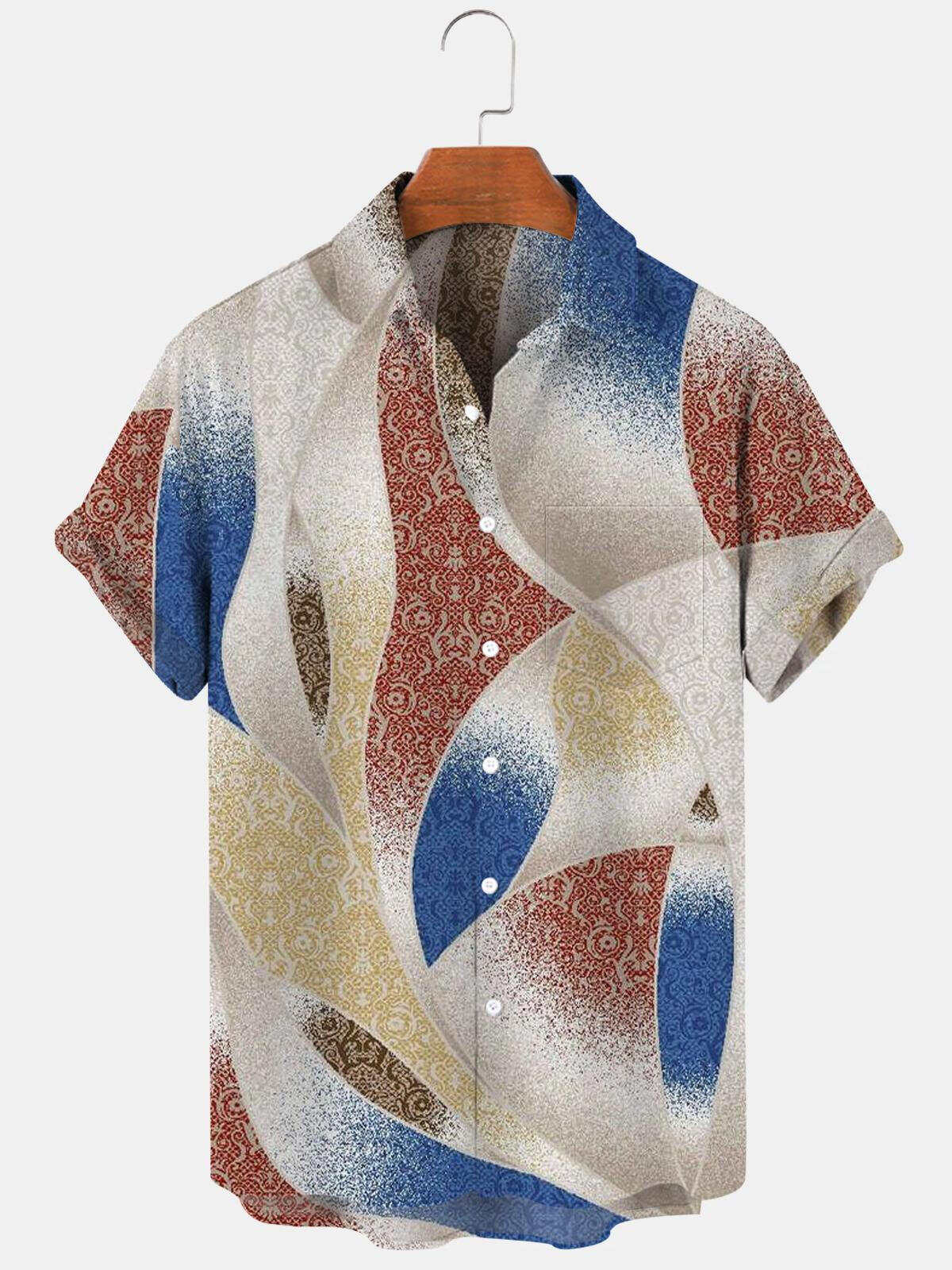 Abstract Men's Shirts With Pocket