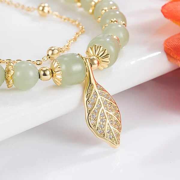 Last Day BUY 1 GET 1 FREE --Lucky Wada Jade gold leaf bracelet