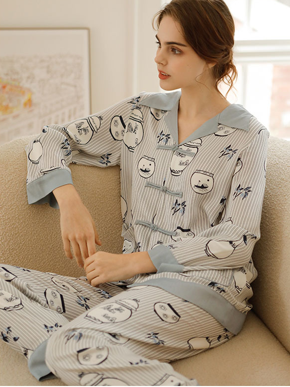 Animal Regular Fit Others Regular Long Sleeve Vintage Pajama Set