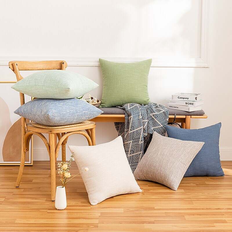 Solid Color Cotton Linen Pillowcase