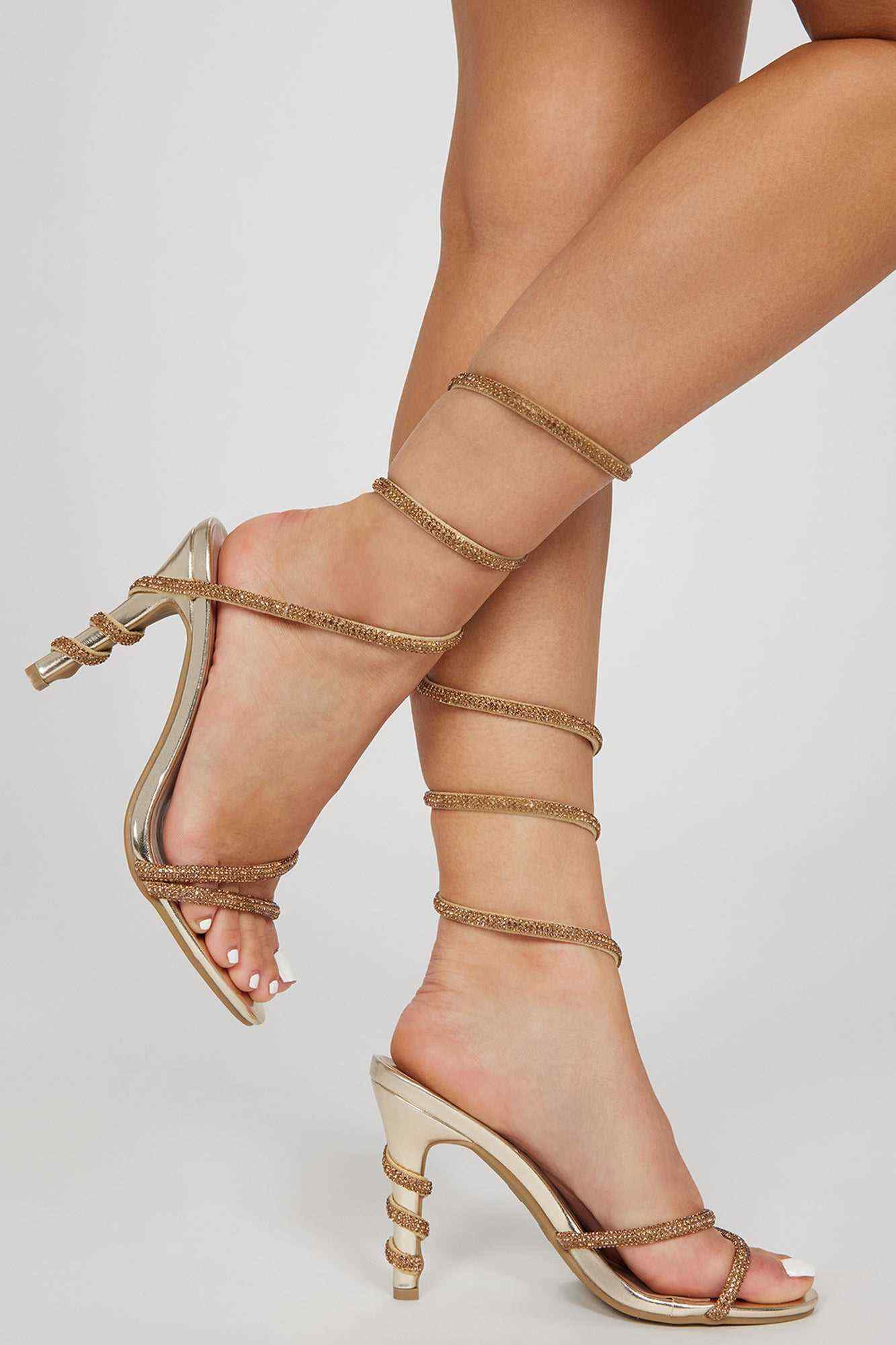 Can t Forget You Strappy Heeled Sandals   Gold