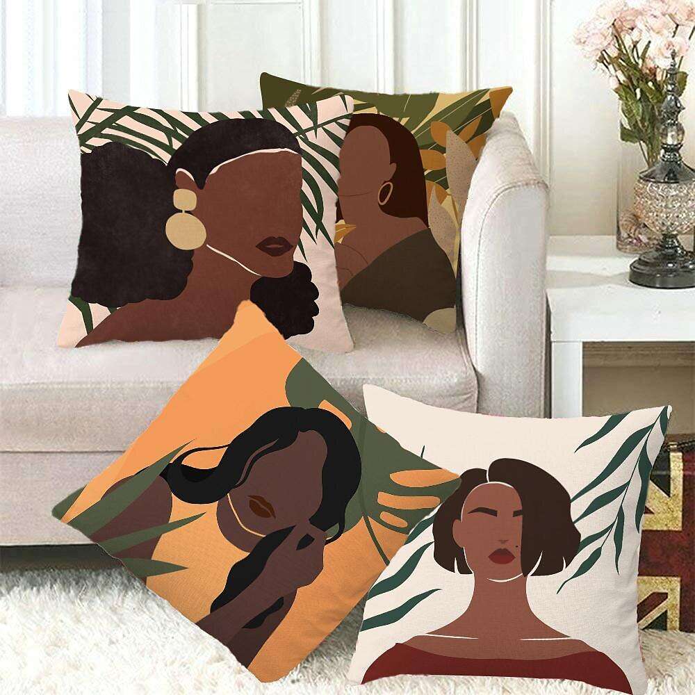 African Women Double Side Pillow Cover 4PC