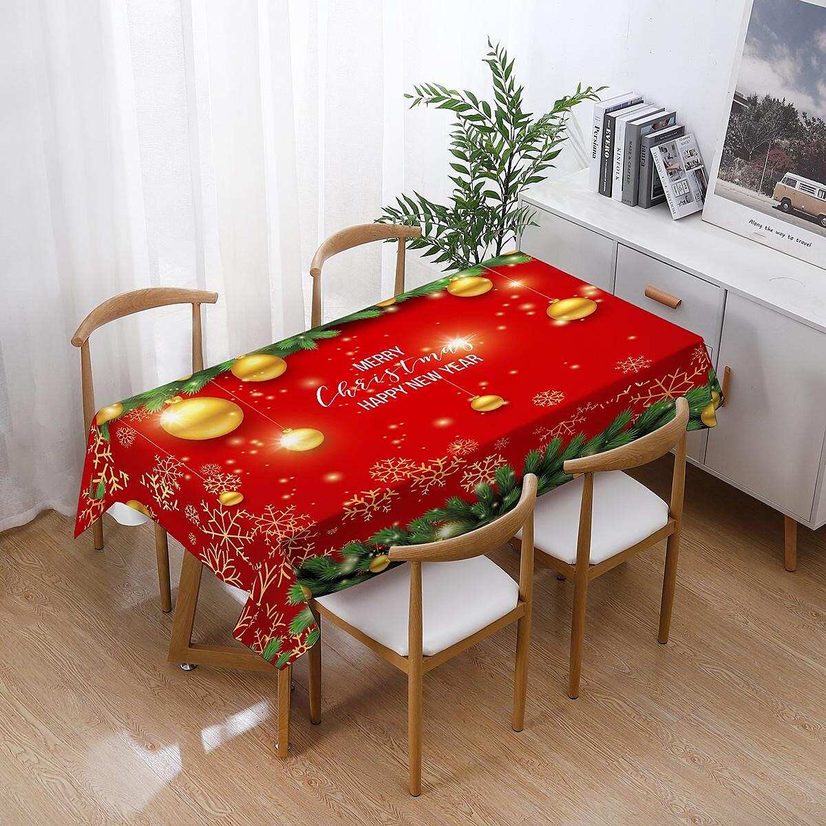 Christmas Printed Cotton Linen Rectangle Tablecloth