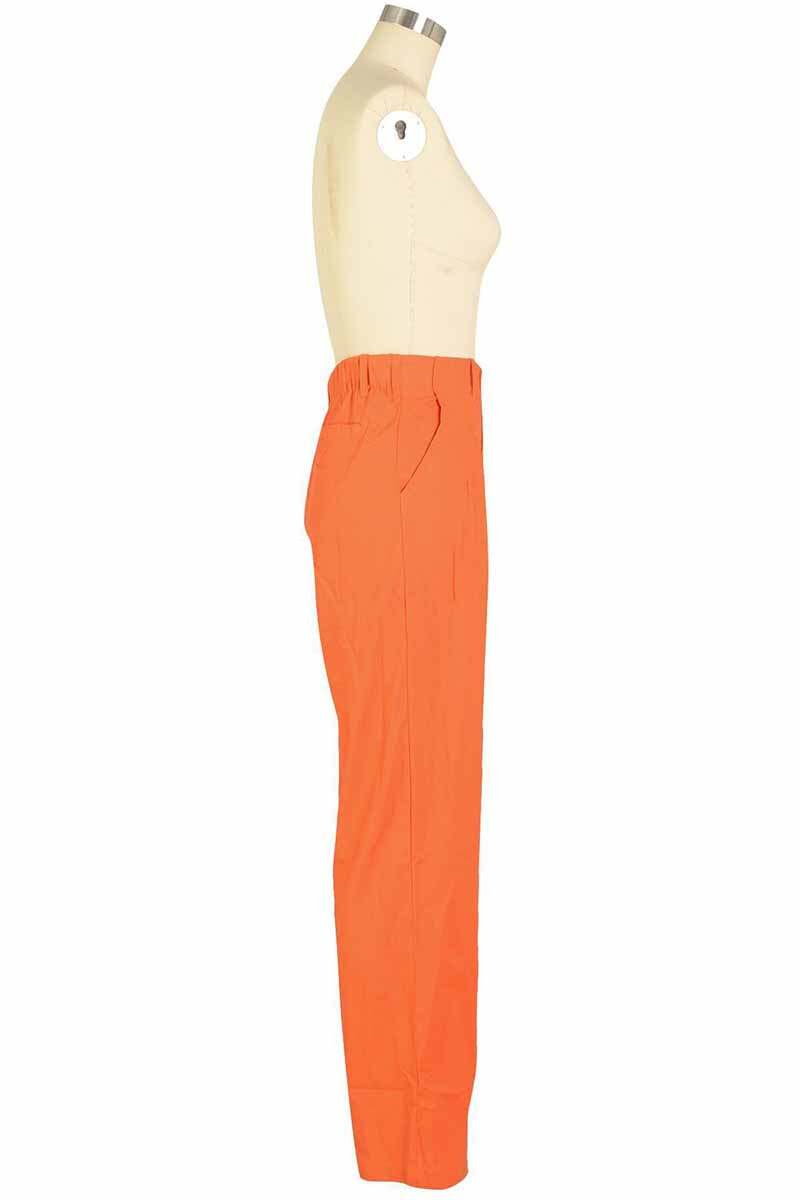 Tangerine Red Casual Print Letter Mid Waist Straight Bottoms