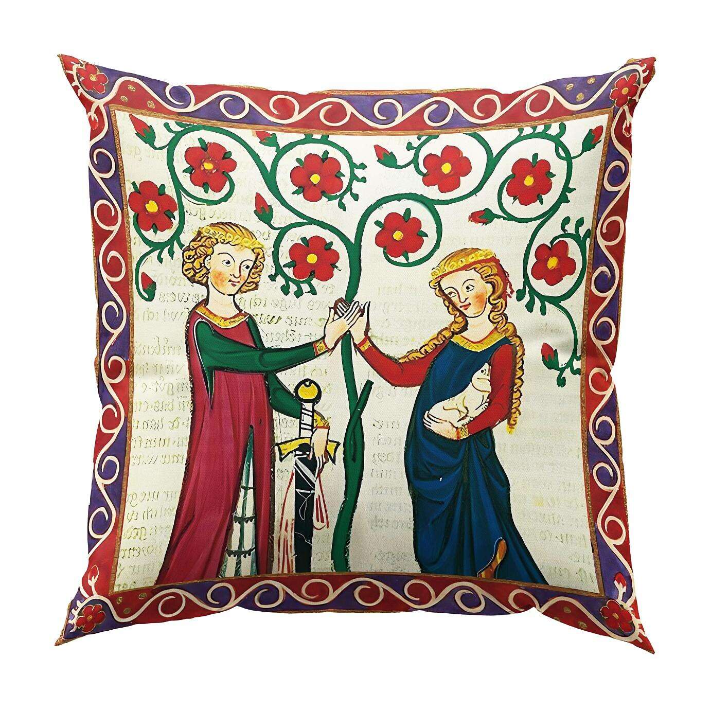 Medieval Codex Double Side Pillow Cover 4PC Soft Decorative Square Cushion Case Pillowcase for Bedroom Livingroom Sofa Couch Chair