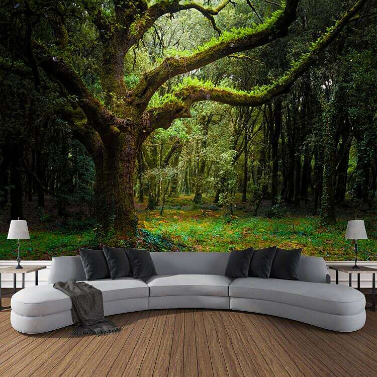 Tropical Forest Rainforest Landscape Wall Tapestry Magical Natural Green Tree