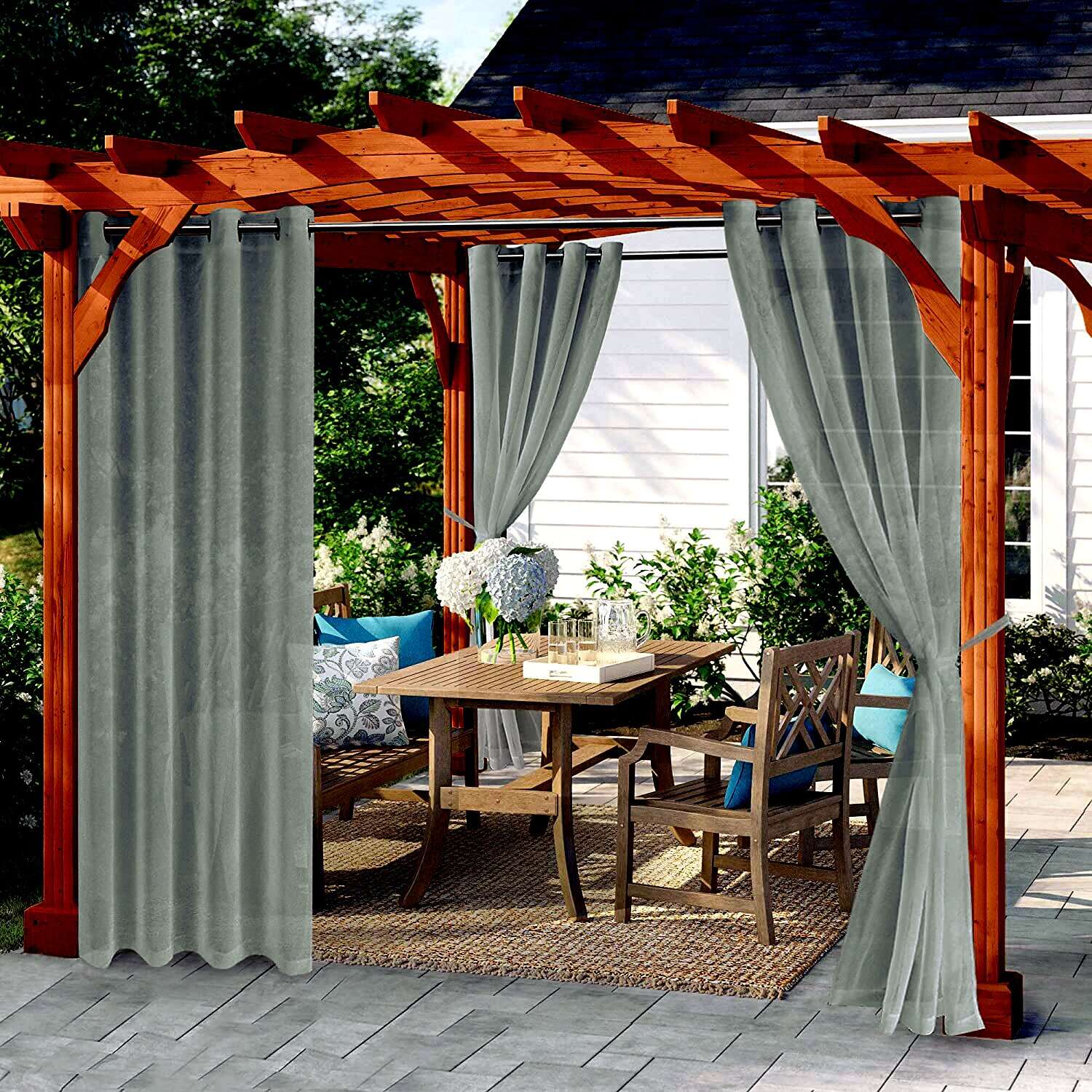 Waterproof Outdoor Curtain Privacy, Sliding Patio Curtain Farmhouse Drapes