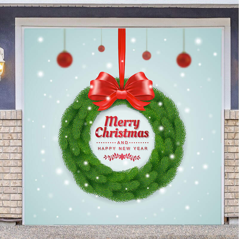 Merry christmas And Happy New Year garage door banner ornament