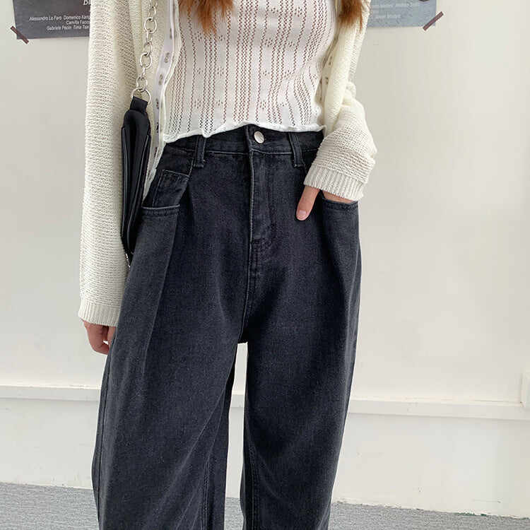 Wide Leg Denim Mopping Pants