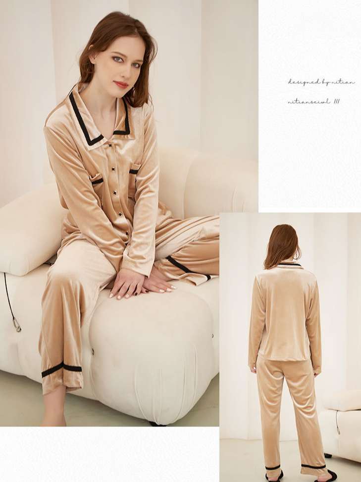 Plain Simple Pleuche V Neck Long Sleeve Pajama Set