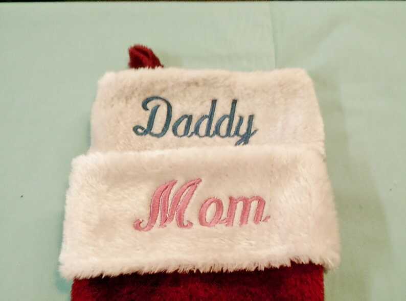 1 Day Processing ,Old Fashion Monogrammed Plush Red & White Christmas Stockings, Personalized  Embroidered  Christmas Stockings Embroidered