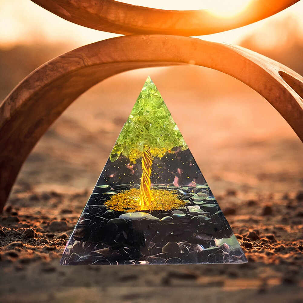 Tree of Life Crystal Energy Orgonite Pyramid