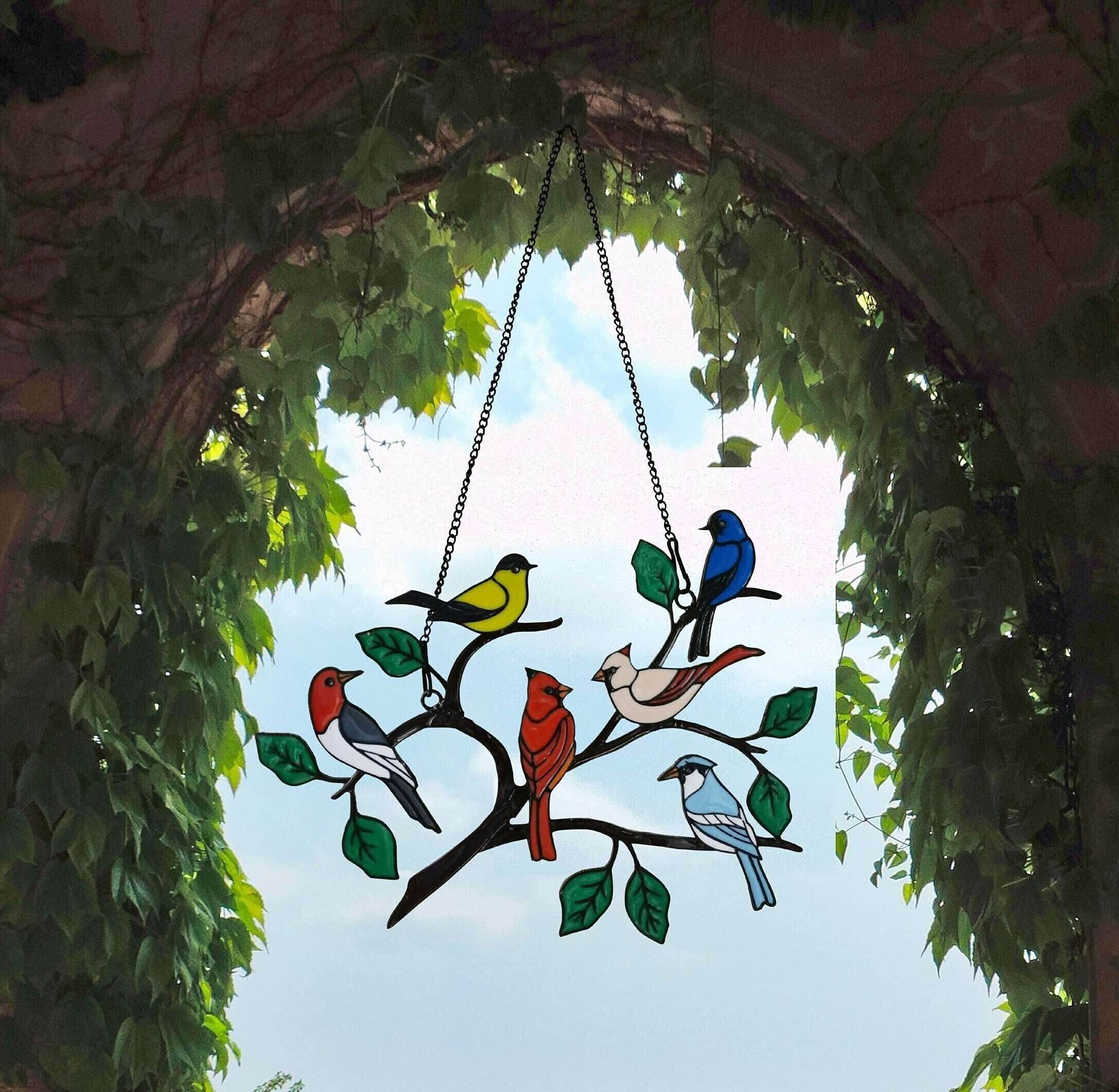 BIG SALE - 60% OFFThe Best Gift-Birds Stained  Window  Panel Hangings