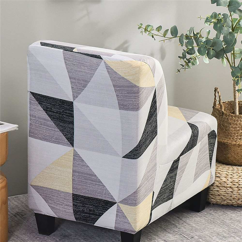 Stretc Accent Chair Cover Geometric Pattern