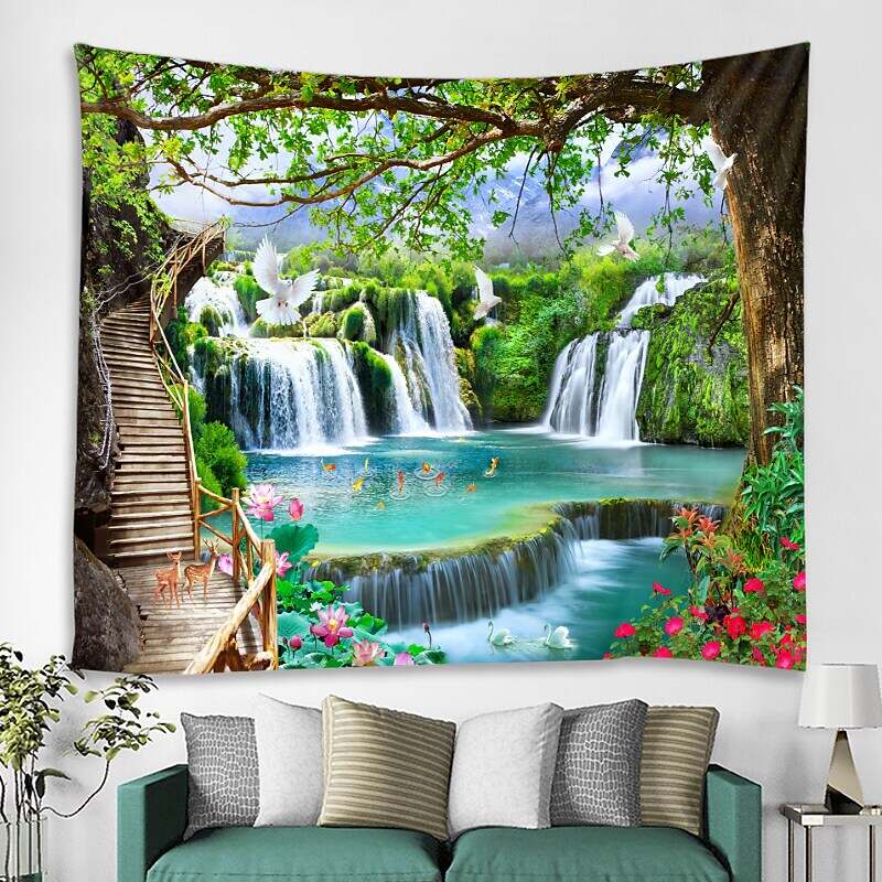 Waterfall Landscape Decorative Wall Tapestry Nature Background Cloth